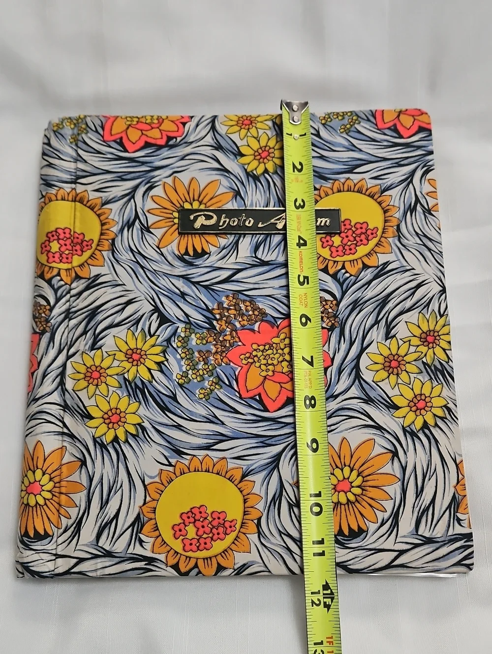 Vintage Multi-color Floral Fabric Photo Album Scrap Book Spiral Bound Groovy